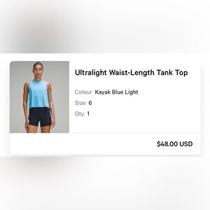 Lululemon ultralight waist length tank